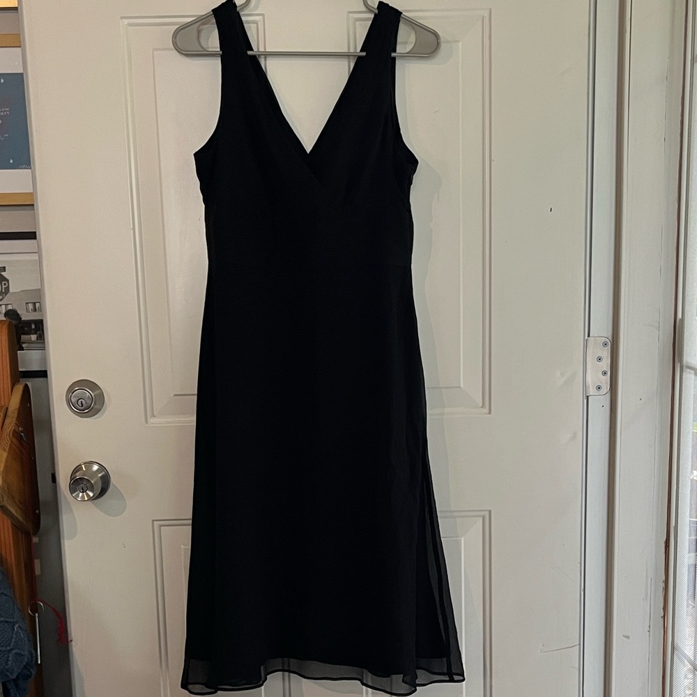 J. Crew Black V-Neck Midi Dress